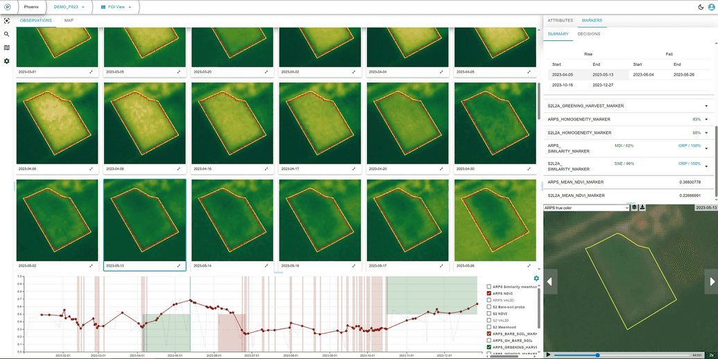 Spring barley with bare soil detection between main crop harvest and second crop
